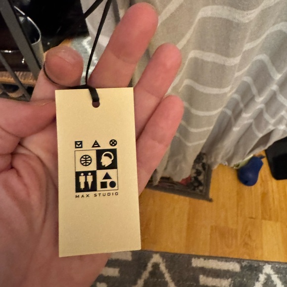 NWT -long grey lightweight sweater with white stripes. Max Studio - Picture 6 of 6